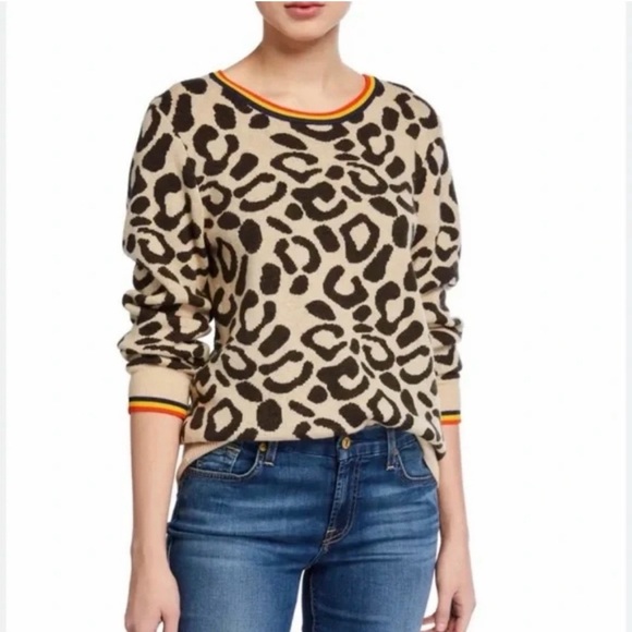 KULE Sweaters - KULE The Stevens Leopard Print Wool-Cashmere Blend Crewneck Sweater Sz S